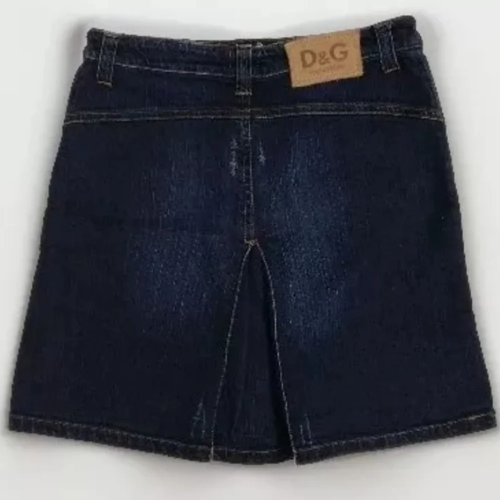 Dolce & Gabbana D&G Dark Wash Distressed Denim Mini Skirt Small Designer Trendy